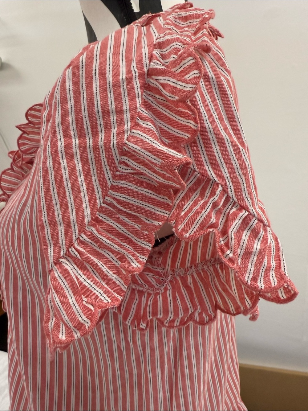 Maeve Red & White Striped Ruffle Button-Front Top - Picture 4 of 6